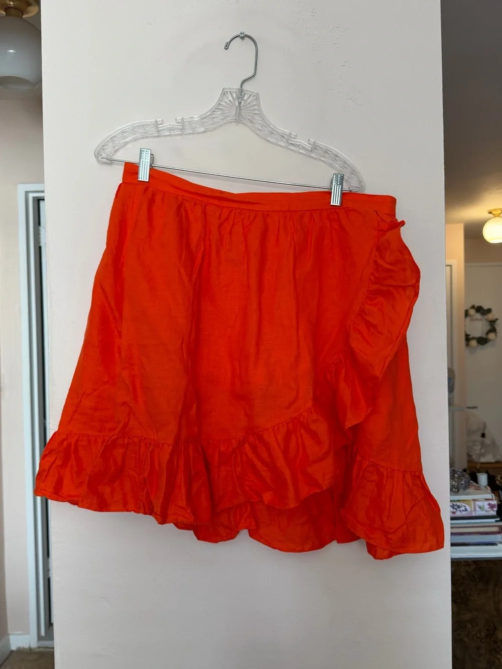 J. Crew Bright Orange Ruffle Mini Skirt
